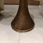 Round Sofa Side Table with Agate-Pattern Top and Sculptural Antique Bronze Pedestal